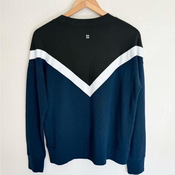 Sweaty Betty Womens Colorblock Chevron Sweatshirt Size S Pullover Blue Black - Picture 5 of 6